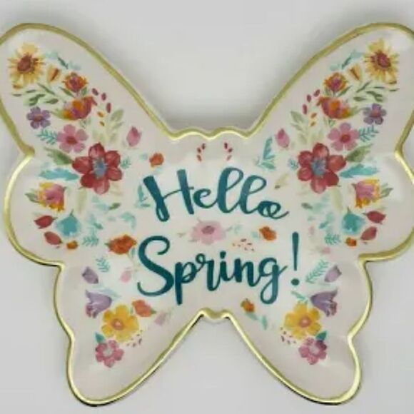 🦋 New Pioneer Woman Floral Ceramic Butterfly Trinket Tray - Picture 4 of 6